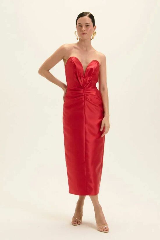 Imagem de Vestido Mídi Cintia Vermelho Bolero Le Blog